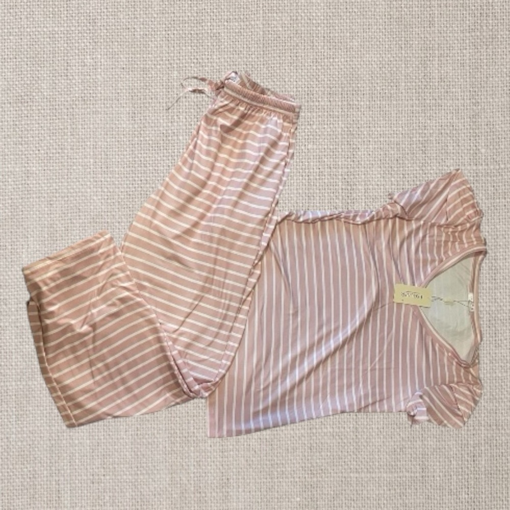 Striped Pink Pajama Set NWT